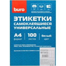 BURO Этикетки A4 105x148мм 4шт на листе/100л./белый матовое самоклей. универсальная