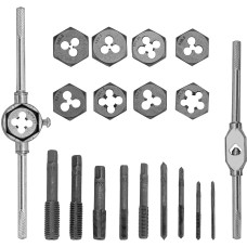 SPARTA Набор метчиков и плашек М3-М12, плашко-метчикодержатель, 20 предметов, пластиковый бокс 773105