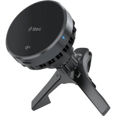 TTEC Автомобильное беспроводное зарядное устройство AirCharger Drive Pro Qi2/MagSafe 15W Wireless Fast Charger&Phone Holder с функцией охлаждения. Цвет: черный