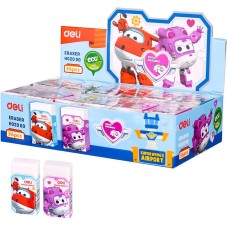 DELI Ластик EH02000 Super Wings 45x25x12мм белый картонный дисплей