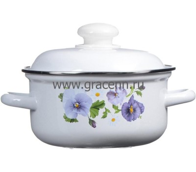 Кастрюля ЛЫСЬВА 1510АП2/4 Анютины глазки, эмал. 2,0л