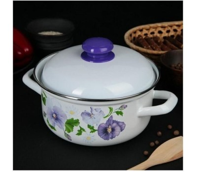 Кастрюля ЛЫСЬВА 1510АП2/4 Анютины глазки, эмал. 2,0л