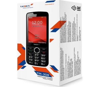 Телефон мобильный TEXET TM-308 Black/Red