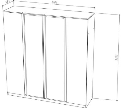 Шкаф НК-МЕБЕЛЬ STERN шкаф 4-х дверный с зеркалом Белый 72676507 (5 кор.)