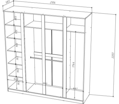 Шкаф НК-МЕБЕЛЬ STERN шкаф 4-х дверный с зеркалом Белый 72676507 (5 кор.)