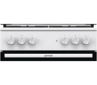 GORENJE Газовая плита GK6A20WF, электрическая духовка, стеклянная крышка, чугун, белый