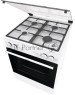 GORENJE Газовая плита GK6A20WF, электрическая духовка, стеклянная крышка, чугун, белый