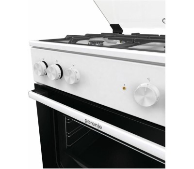 GORENJE Газовая плита GK6A20WF, электрическая духовка, стеклянная крышка, чугун, белый