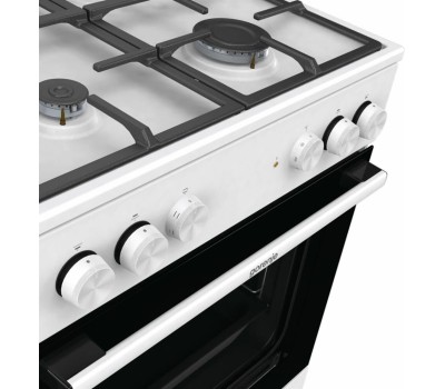 GORENJE Газовая плита GK6A20WF, электрическая духовка, стеклянная крышка, чугун, белый