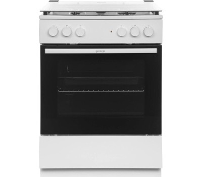 GORENJE Газовая плита GK6A20WF, электрическая духовка, стеклянная крышка, чугун, белый