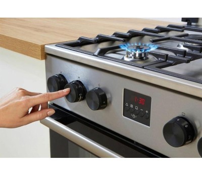 GORENJE Газовая плита GK6A20WF, электрическая духовка, стеклянная крышка, чугун, белый