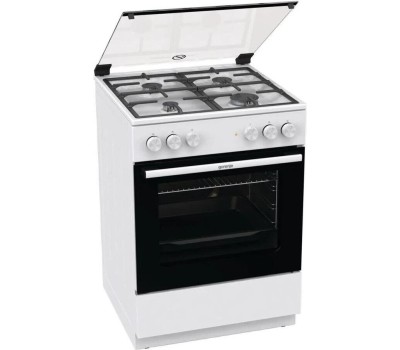 GORENJE Газовая плита GK6A20WF, электрическая духовка, стеклянная крышка, чугун, белый