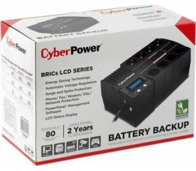 ИБП CYBERPOWER ИБП BR700ELCD {Line-Interactive, 700VA/420W USB/RJ11/45/USB charger A (4+4 EURO), 12В/7,2 Ач х 1}