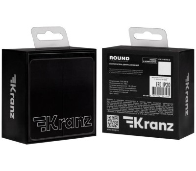 KRANZ Выключатель ROUND 2 кл 10А с/у оникс