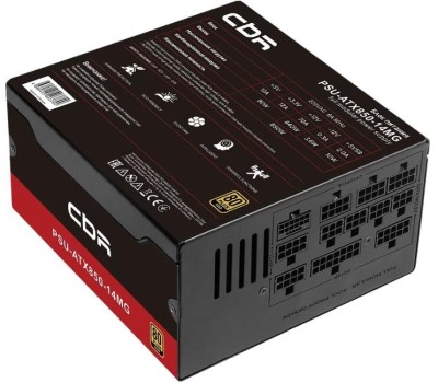 Блок питания CBR Блок питания ATX 850W 80+ Gold, Full Modular, DC-DC, APFC, 24pin, 1*PCIE5.1(12+4pin), 2*8-pin(4+4P), 3*6+2pin, 5*SATA, 3*IDE, 14cm fan, 1.5м кабель питания, черный [PSU-ATX850-14MG/14GM] BOX