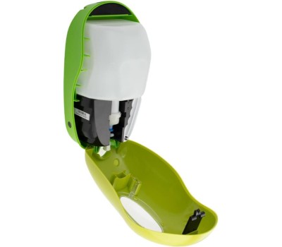 GFmark - Дозатор СЕНСОРНЫЙ, для жидкого МЫЛА , модель КОКОН с окошком, пластик АБС, САЛАТОВЫЙ, с датчиком объёма жидкости и уровня заряда батарей, 1000 мл 723