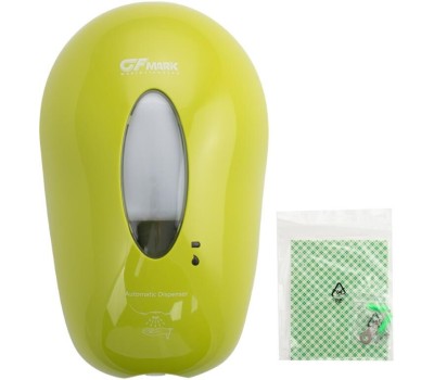 GFmark - Дозатор СЕНСОРНЫЙ, для жидкого МЫЛА , модель КОКОН с окошком, пластик АБС, САЛАТОВЫЙ, с датчиком объёма жидкости и уровня заряда батарей, 1000 мл 723