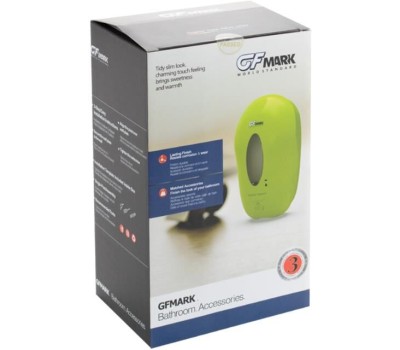 GFmark - Дозатор СЕНСОРНЫЙ, для жидкого МЫЛА , модель КОКОН с окошком, пластик АБС, САЛАТОВЫЙ, с датчиком объёма жидкости и уровня заряда батарей, 1000 мл 723