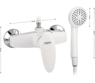 BRIMIX - Смеситель в ДУШ, шаровый, из высокопрочного пластика АБС, БЕЛЫЙ 5941