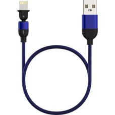 КАБЕЛЬ USB MICRO / MINI MAXVI MC-19L синий, USB-A - Lightning, 2.4A, LED