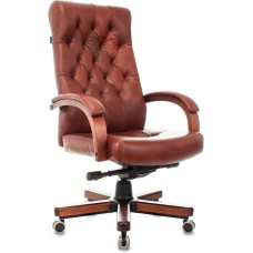 БЮРОКРАТ Кресло руководителя T-9928WALNUT светло-коричневый Leather Eichel кожа крестов. металл/дерево