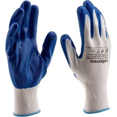 Перчатки СИБРТЕХ Перчатки полиэфирные с синим нитрильным покрытием, размер L, 15 класс вязки 67862