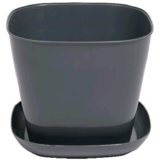 Кашпо VIOLET квадратное 7,3л. с поддоном (серый) 387318