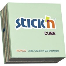 STICK`N Блок самоклеящийся бумажный 21342 76x76мм 400лист. 70г/м2 неон+пастель зеленый 3цв.в упак