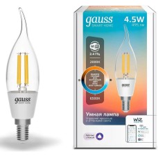 GAUSS Умная лампа IoT Smart Home E14 4.5Вт 495lm Wi-Fi (упак.:1шт) (1280112)