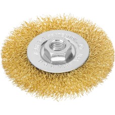 MATRIX Щетка для УШМ, 100 мм, М14, плоская, латунированная витая проволока 74650