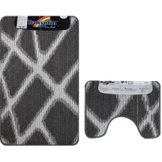 САНАКС - Коврик в ванную КРОСС-ЛООП, двойной, СЕРЫЙ, клетка, 500х800, 500х400 мм,100% полиэстер 00854