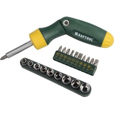 KRAFTOOL X-Hard-21, 21 предм., с насадками, реверсивно-рычажная отвертка (26151-H21)