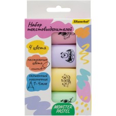 SILWERHOF Набор текстовыделителей Monster Pastel 1-4мм 4цв. коробка с европодвесом