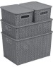 Корзина для хранения VIOLET Вязь 7,5л с крышкой серая 532118
