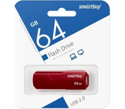 Флэш-напокитель SMARTBUY (SB64GBCLU-BG) UFD 2.0 064GB CLUE Burgundy
