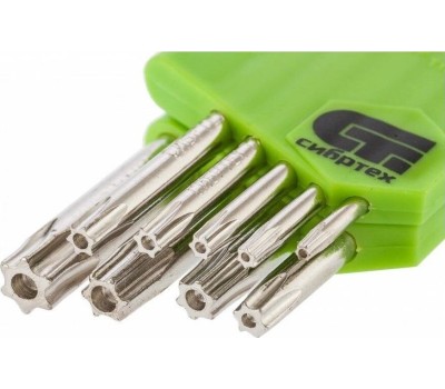 Набор ключей СИБРТЕХ Набор ключей имбусовых Tamper-Torx , 9 шт: ТT10-ТT50.45x, закаленные, короткие, никель