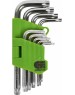 Набор ключей СИБРТЕХ Набор ключей имбусовых Tamper-Torx , 9 шт: ТT10-ТT50.45x, закаленные, короткие, никель