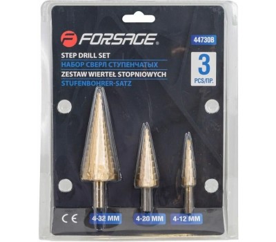 Сверло KRANZ (KR-12-6620) Набор ступенчатых сверл, 4-12,4-20,4-32мм, HSS-TiN, ТИТАН, 3 шт.