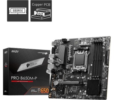 MICROSTAR Материнская плата MSI PRO B650M-P / AMD B650 AM5 4xDDR5 2xM.2 4xSATA D-SUB HDMI DP / mATX