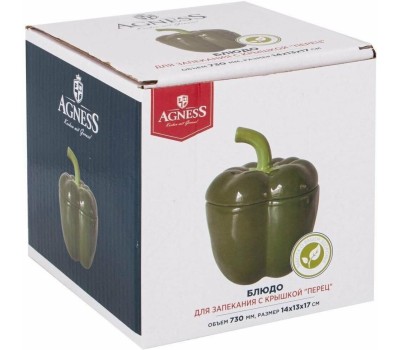 Блюдо для запекания AGNESS 490-454 IL RACCOLTO ПЕРЕЦ с крышкой 730мл