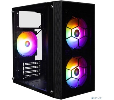 Корпус 1STPLAYER FIREBASE X1 Black / mATX / 3x120mm LED fans / X1-BK-3F1