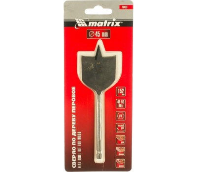 Сверло MATRIX Сверло по дереву перовое, 45 мм, шестигранный хвостовик 70433