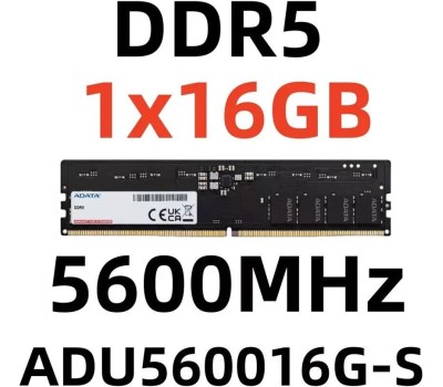 Оперативная память ADATA Память DDR5 DIMM 16Gb (PC44800, 5600MHz, CL46, 1.1V, RTL) (AD5U560016G-S)