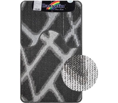 САНАКС - Коврик в ванную КРОСС-ЛООП, двойной, СЕРЫЙ, клетка, 500х800, 500х400 мм,100% полиэстер 00854