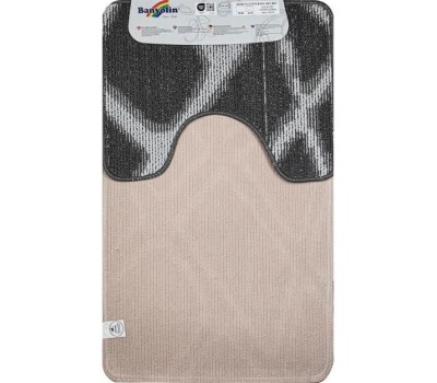 САНАКС - Коврик в ванную КРОСС-ЛООП, двойной, СЕРЫЙ, клетка, 500х800, 500х400 мм,100% полиэстер 00854