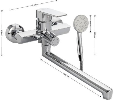 BRIMIX - Смеситель для ванны, с длинным изливом, шаровый, из высокопрочного АБС пластика, премиум, цвет ХРОМ. 5555-CR