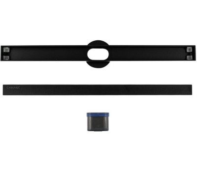 САНАКС - Трап 400х32 мм, нержавеющая сталь, линейный, вертикальный, щелевой, с сухим затвором, цвет ЧЁРНЫЙ. 40033B