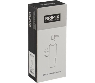 BRIMIX - Дозатор для жидкого мыла настенный, антивандальный, 250 мл, квадратный корпус, из нержавеющей стали SUS 304, цвет САТИН. 22077