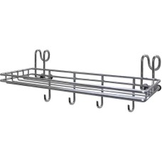 Полка для специй MULTIDOM Полка для специй с 4 крючками навесная на рейлинг 25x9,5x10 см AN52-136
