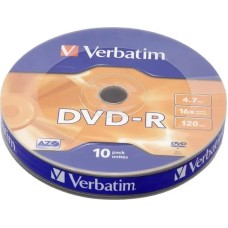 VERBATIM Оптический диск DVD-R 4.7Гб 16x, 10шт., bulk [43729]
